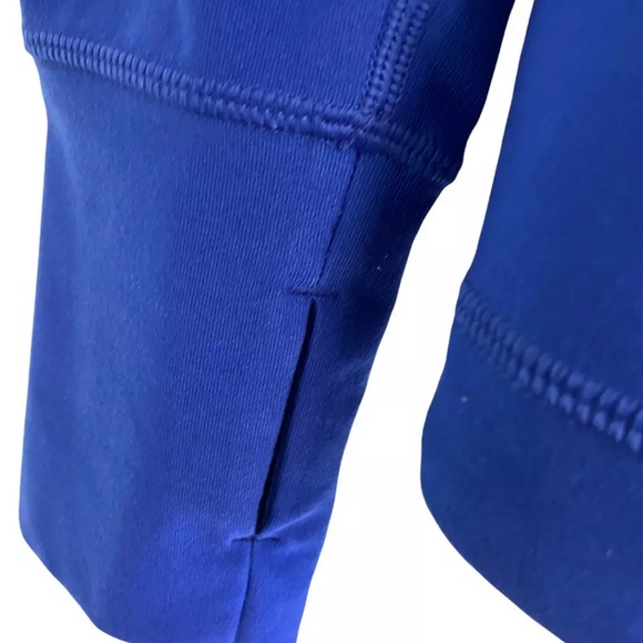 WOMENS NIKE DRI FIT BLUE ZIP UP JACKET W/THUMBHOLES LOGO ON SLEEVES SIZE L - Picture 6 of 8